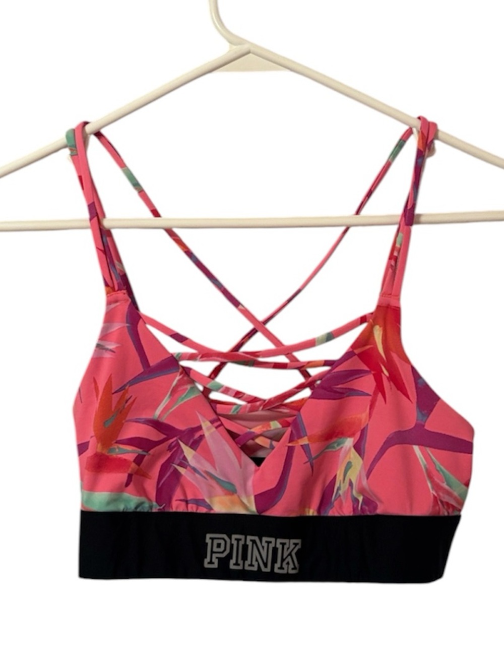 PINK Ultimate Tropical Strappy Front Sports Bra